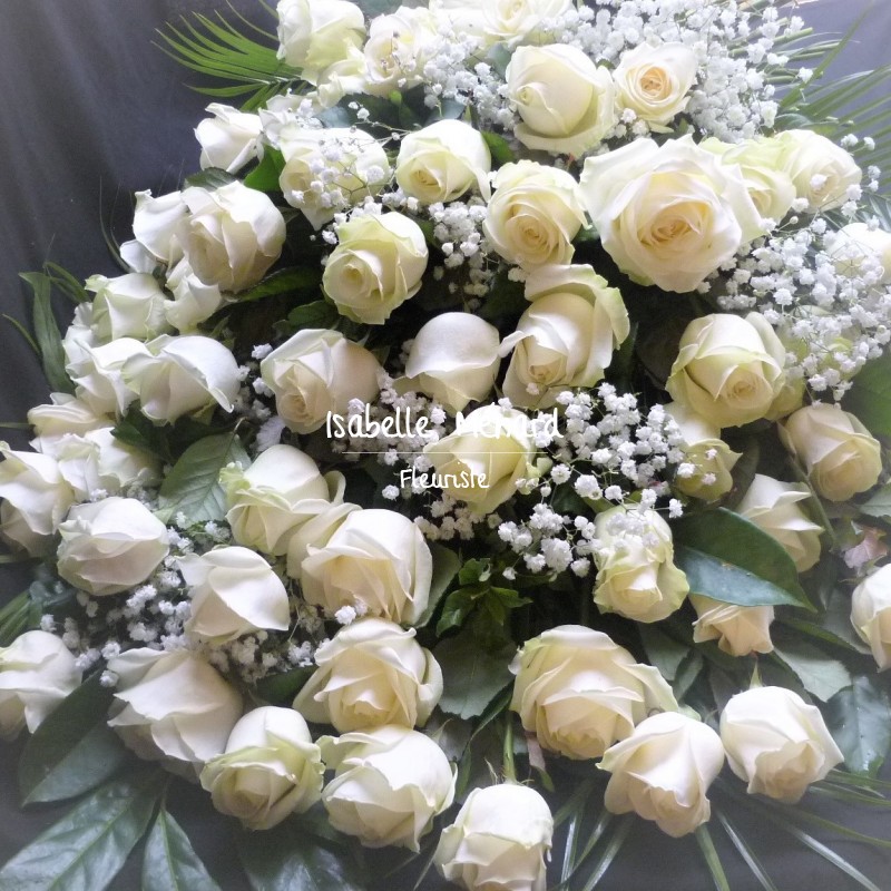 gerbe de roses blanches - spécial crémation