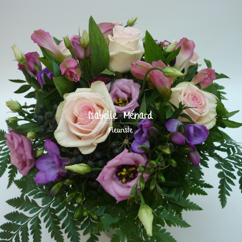 bouquet rond rose-parme