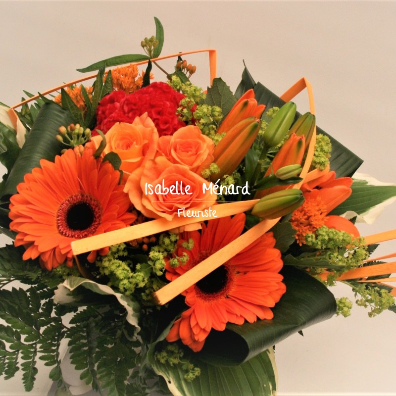 bouquet rond tons chauds