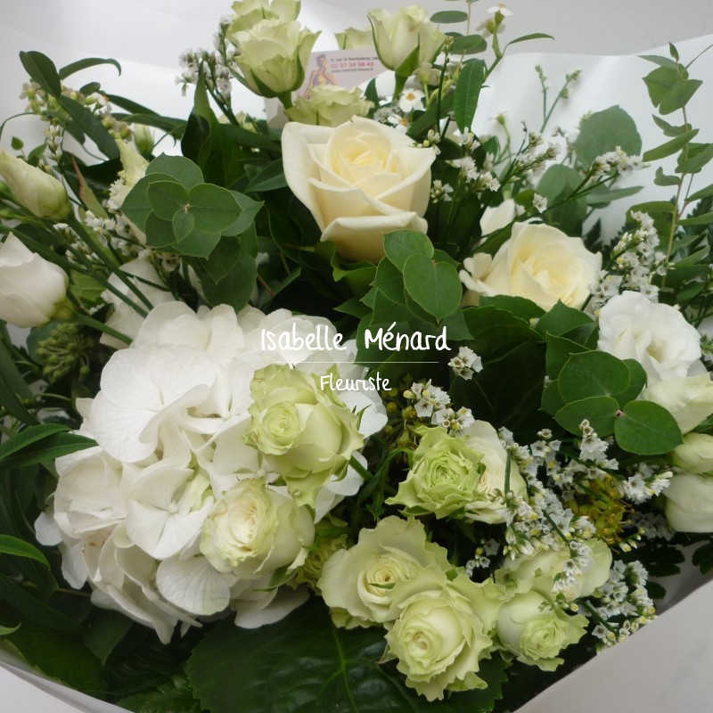 bouquet rond blanc champêtre