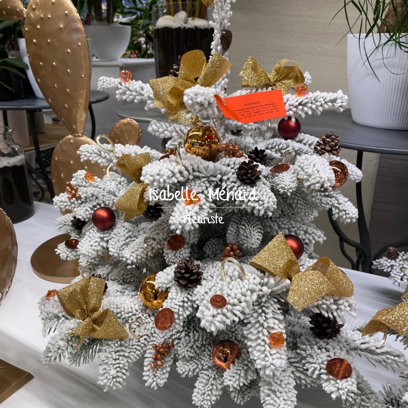 petit sapin de Noël blanchi décoré