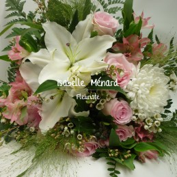 bouquet rond rose et blanc