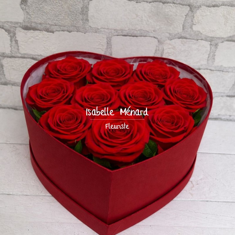 box coeur et ses roses rouges