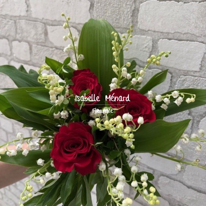 Bouquet de brins de muguet "porte-bonheur" et ses roses